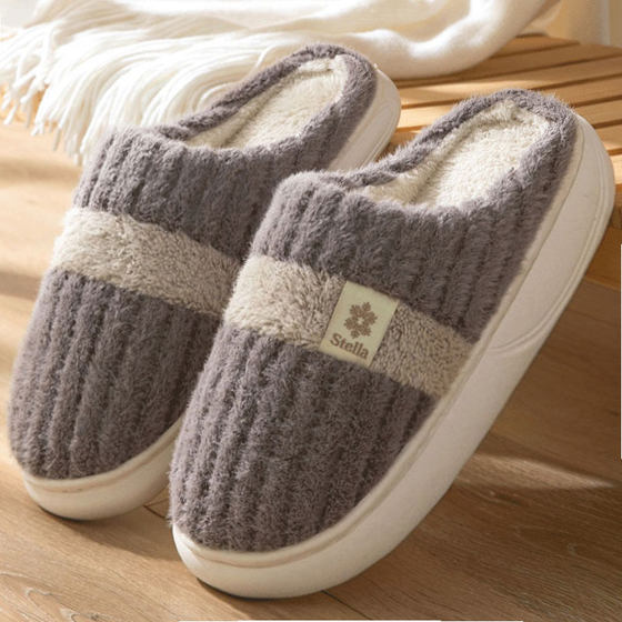 Home cotton slippers for men and women in winter thick-soled warm and non-slip home indoor couple winter wool slippers large size