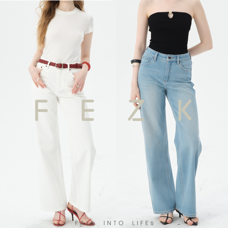 Fezk Free People•Lyocell Custom-Spun Fabric Highly Comfortable and Smooth Tencel Straight-Leg Pants Fs012