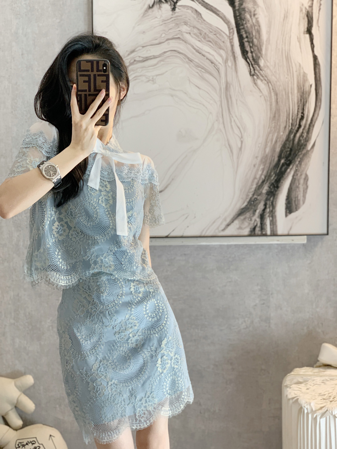 Summer Xiaoxiang Wind Salt Department Fried Street Weight Reduction Harbor Wind Retro Chic Casual Fashion Lace Short Skirt Two-piece Suit Woman