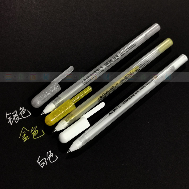 Mali water-based high light pen gold and silver white high light pen gold silver color white medium pen with 24 branches 
