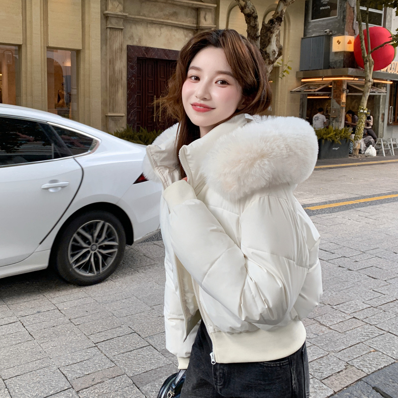 Duck Duck Short down Jacket for Women 2025 New Fashion Large Fur Collar Hooded Thickened White Duck down Puffer Coat
