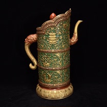 Qing Qianlong carved flower pattern gilt bamboo pot antique antique porcelain collection