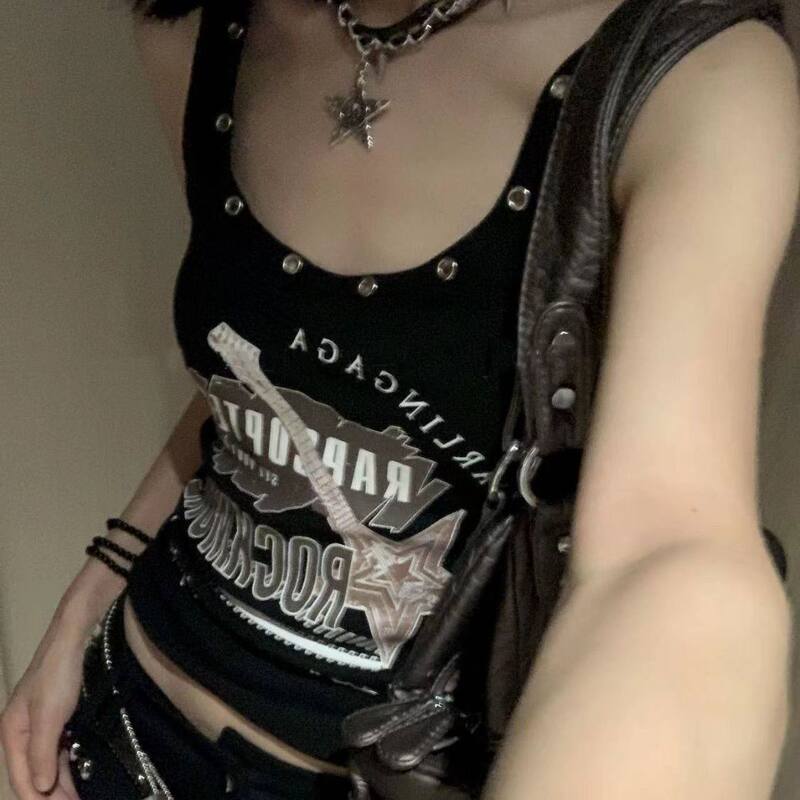American-Style Niche Y2K Personalized Punk Rock Camisole for Women, Summer Subculture Slim-Fit Hot Girl Top