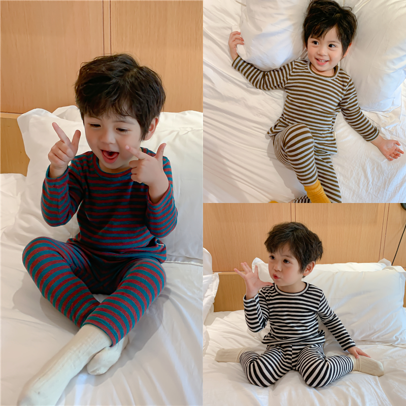 Mengmei Children's Clothing Boy's Pajamas Fall Children's Home Clothes 2020 New Baby Liner Set Long Sleeve and Autumn