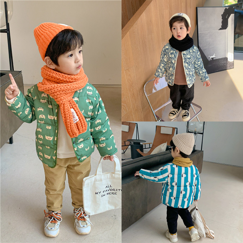 Children's down inside and outside wear boy down jacket top autumn and winter 2020 new baby light warm jacket