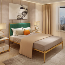 Net red iron bed double bed modern minimalist iron bed 1 5 meters light luxury ins Nordic golden iron bed 1 8