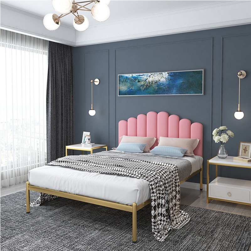 European iron bed in red iron bed gold light luxury princess bed girl iron bed 1 5 m single