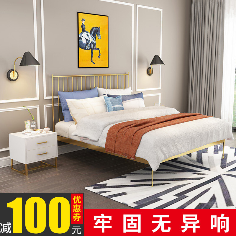 Modern simple Nordic ins bed 1 8 meters Wrought iron bed Double bed Wrought iron princess bed Single bed Iron bed frame 1 5