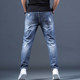 Beggar jeans men's handsome nine-point pants trendy brand trousers trendy jeans ripped holes men's pants beggar pants men's pants