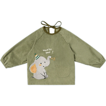 Nido Bear 2023 baby corduroy smock bib for eating childrens reverse dressing apron for men and women waterproof and anti-dirty winter
