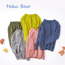 Nido Bear Childrens Clothing Jacket Spring Autumn Money Children Foreign Air Casual Knit Sweater Sweaty Baby Cardio-hoodie Jacket