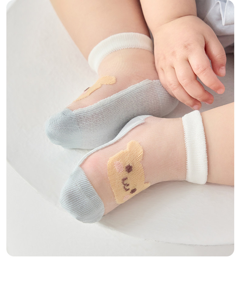 尼多熊儿童袜子夏季超薄款棉袜宝宝袜水晶袜冰丝袜男女网眼婴儿袜 — 24