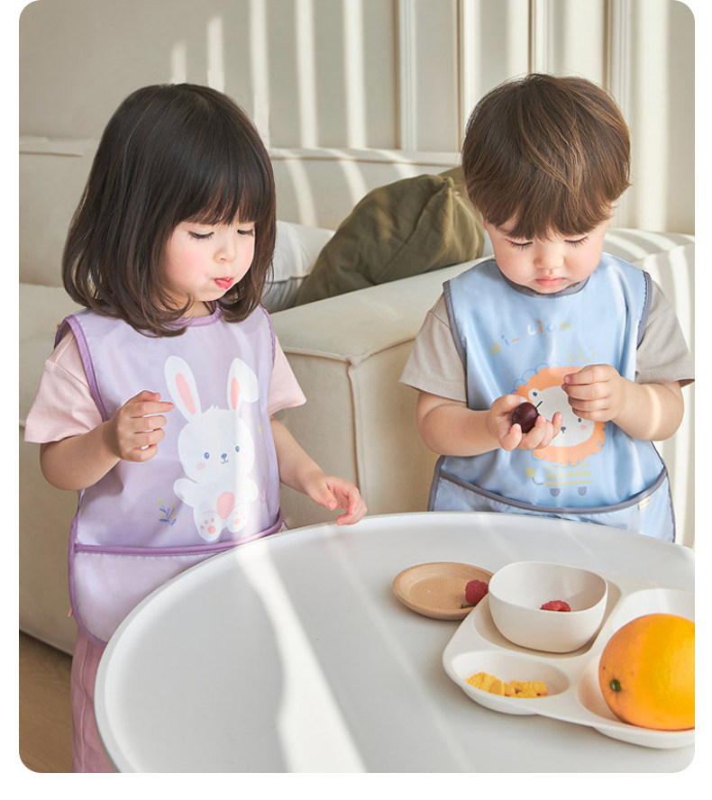 尼多熊春夏宝宝罩衣吃饭防水防脏婴儿辅食围兜反穿衣儿童围裙幼儿 — 32