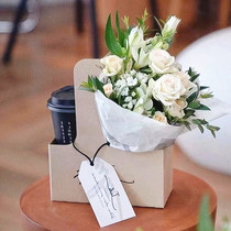 Kraft paper Cardboard Carry-on outside with cupcake Double cup Tipping paper Carton Beverage Takeaway Packaging Paper Tray 2 Cups