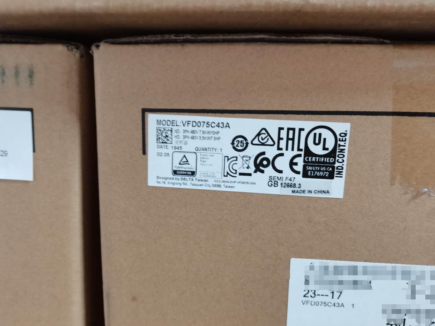 Delta original inverter VFD075C43A