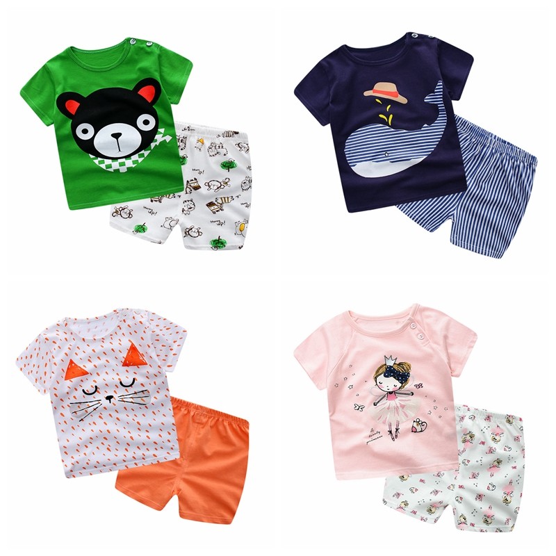 Children's Summer 2020 New Girls Summer Short Snacks Baby Baby Boy T - shirt Pure Cotton