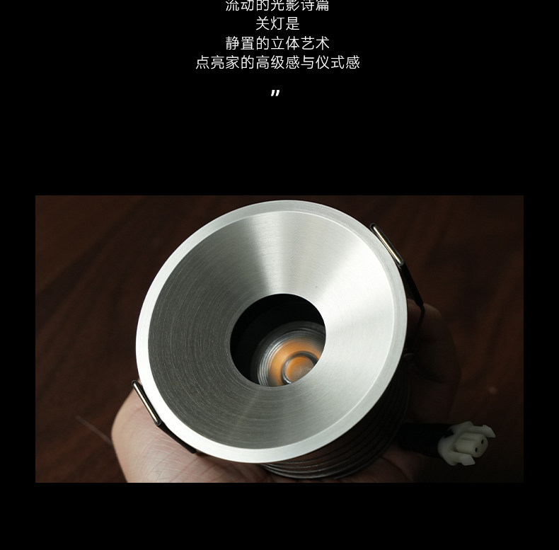 包豪斯不锈钢射灯嵌入式银色全光谱防眩中古工业风天花无主灯智能 图文详情 4