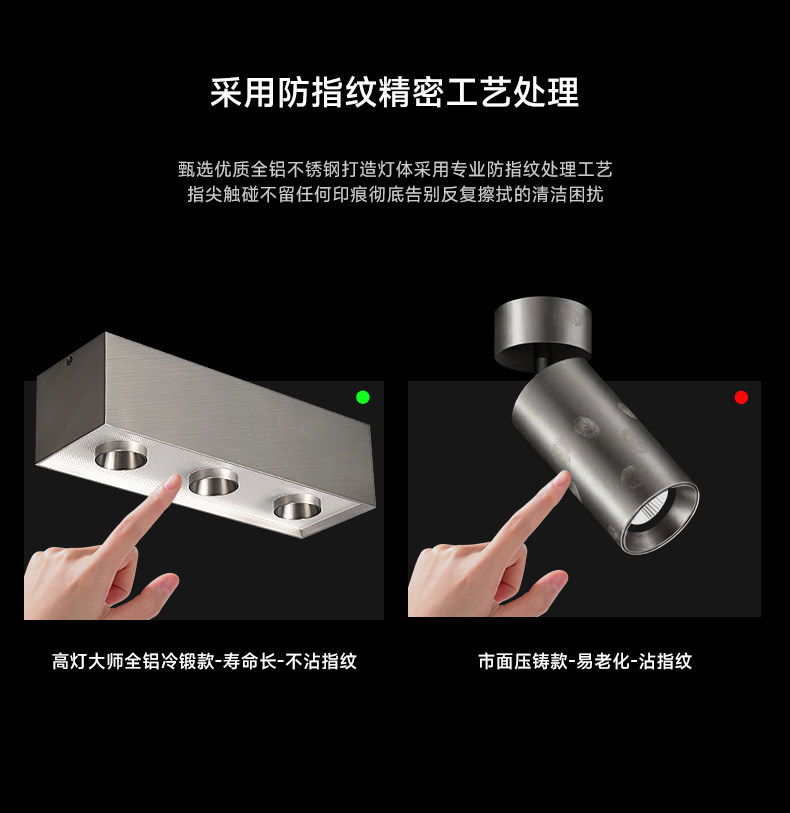 超薄明装斗胆灯包豪斯不锈钢客厅筒射灯一体银色吸顶灯三头无主灯 图文详情 13