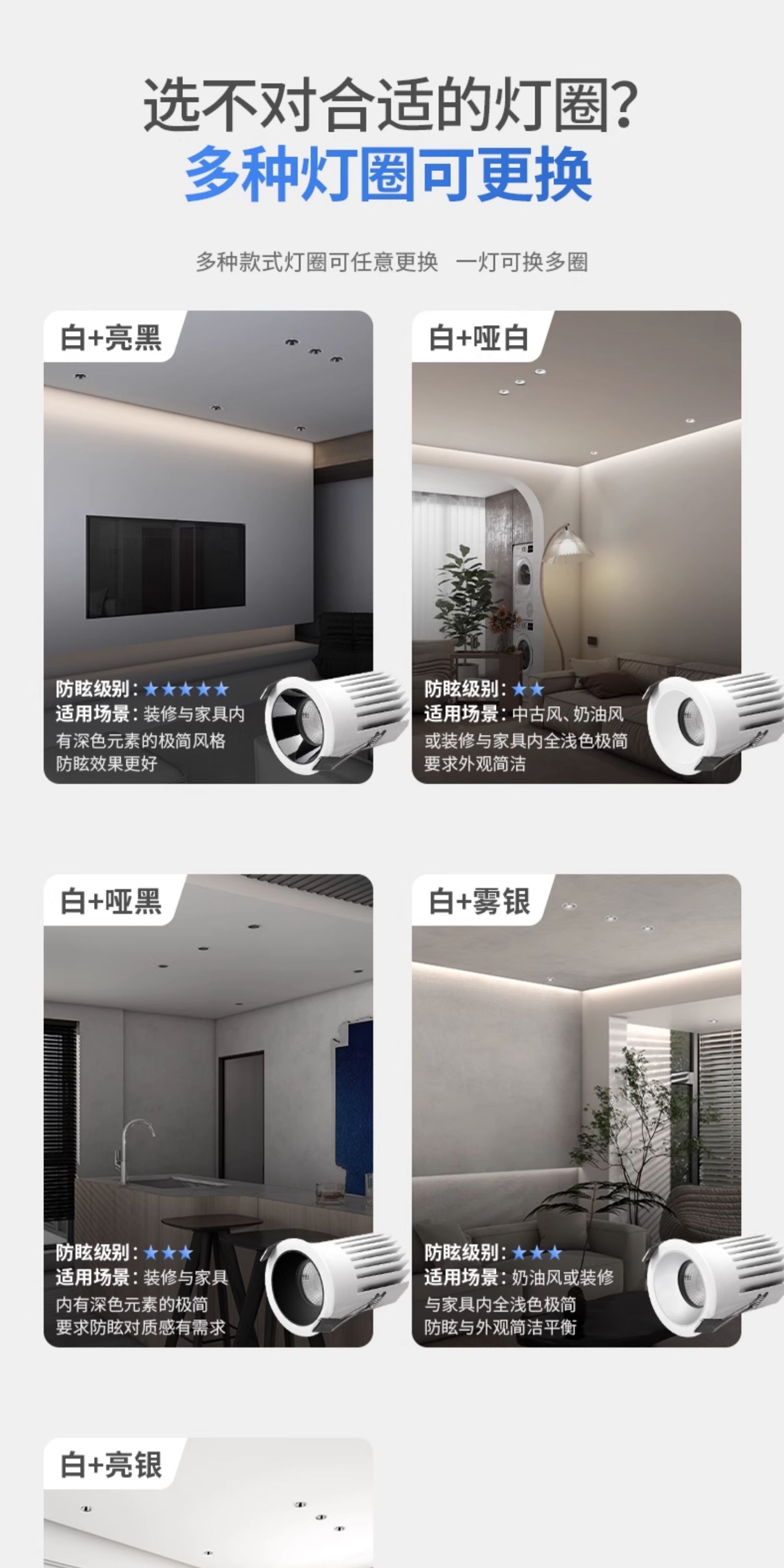 开孔55迷你小孔径筒灯60度深杯深藏防眩光内嵌式过道灯家用客厅 图文详情 17
