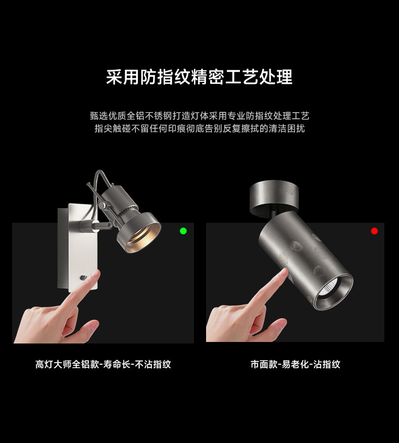 包豪斯壁灯床头不锈钢明装射灯中古工业风卧室客厅照画灯氛围灯具 图文详情 11