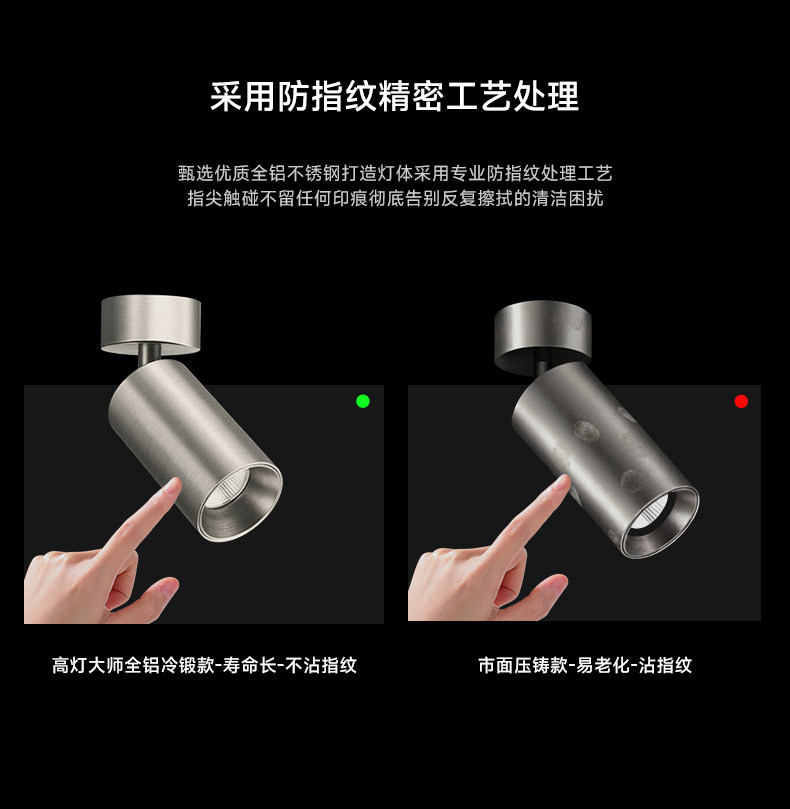 明装射灯不锈钢包豪斯银色可调节角度吸顶灯免打孔中古工业无主灯 图文详情 19