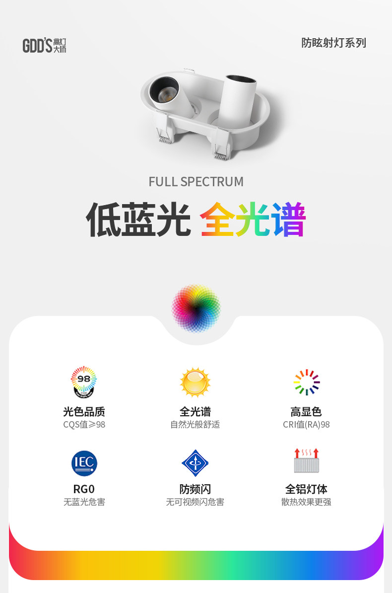 象鼻射灯圆型象鼻灯窄边开孔80可调节LED万向射灯双头斗胆无主灯 图文详情 4