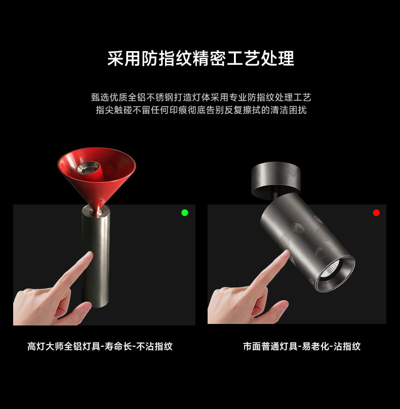 包豪斯明装射灯红色不锈钢孟菲斯客厅洗墙吸顶灯创意撞色多巴胺 图文详情 16