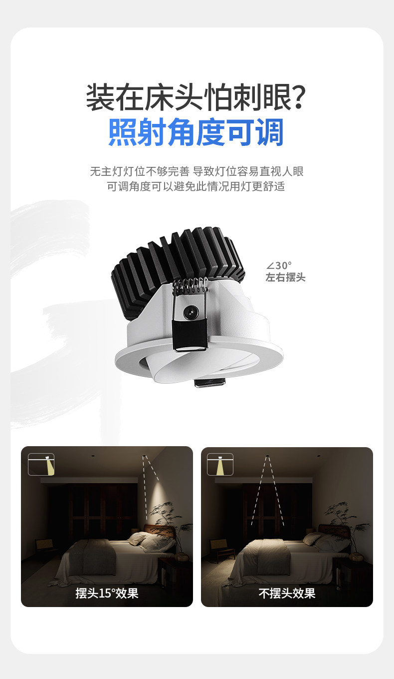 防眩小山丘射灯led猫眼灯筒灯嵌入式75mm高显客厅天花吊顶无主灯 图文详情 17
