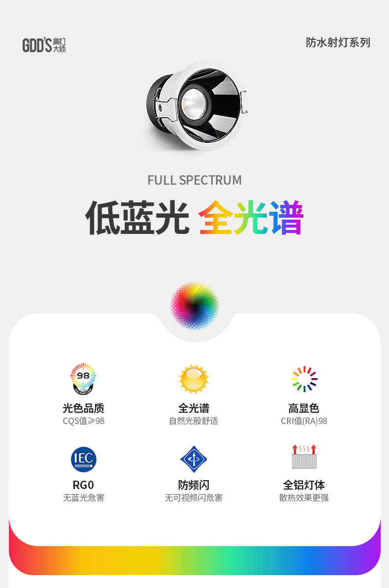 防水防眩射灯防雾深藏天花灯LED防潮淋浴室厨房卫生间厕所湿区cob 图文详情 4
