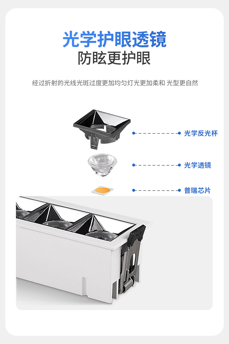 格栅灯线性条内嵌入式led射灯长方条形洗墙客厅玄关家用无主灯cob 图文详情 9