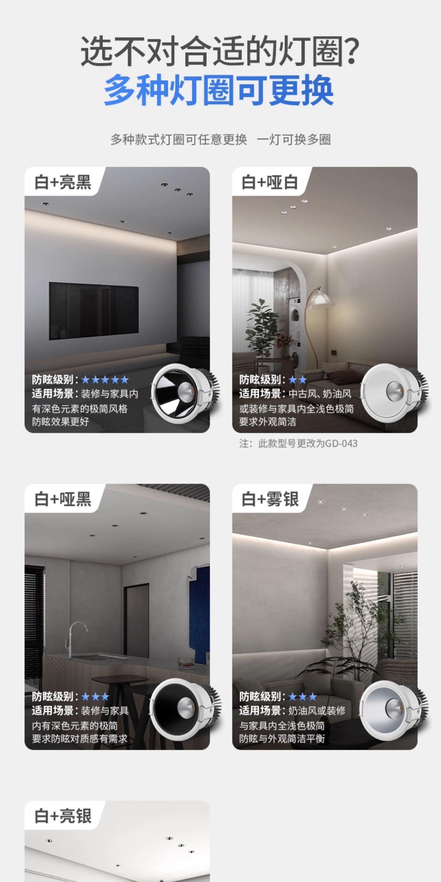 【弹簧款】全光谱射灯95mm开孔大功率防眩铝扣板蜂窝大板专用吊顶 图文详情 17