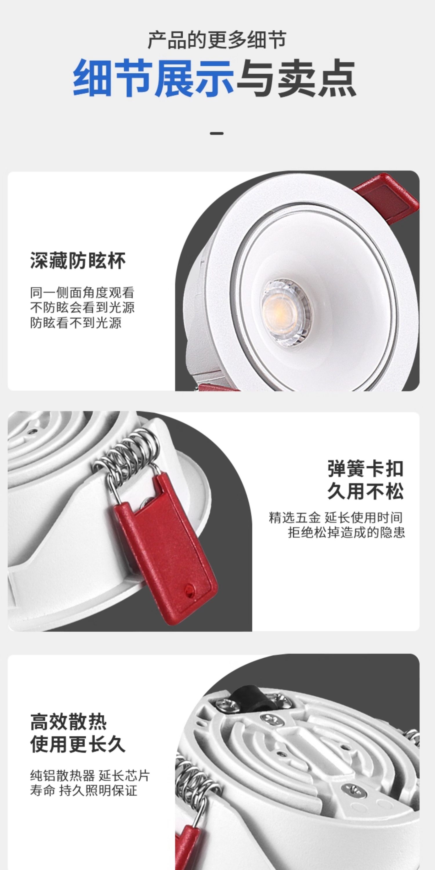 超薄射灯led嵌入式暗装防眩天花灯款牛眼灯可调角度无主灯全光谱 图文详情 23