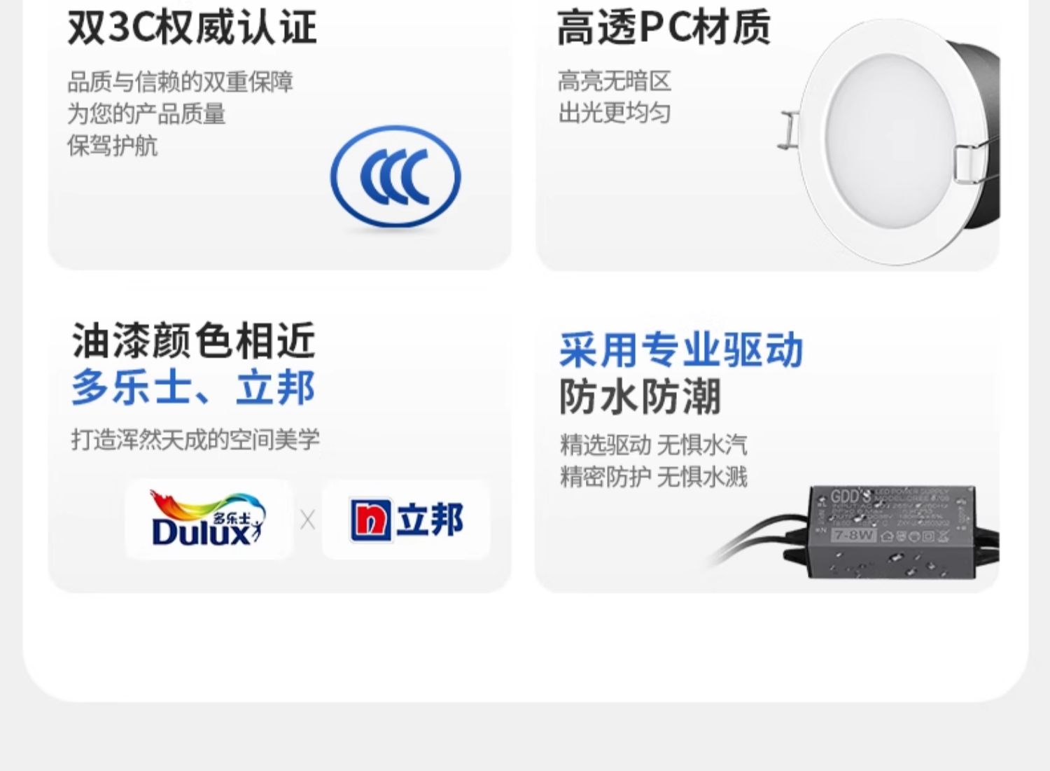 极简宽边防水LED筒灯嵌入式全光谱天花防眩防潮防雾厨卫阳台餐厅 图文详情 6