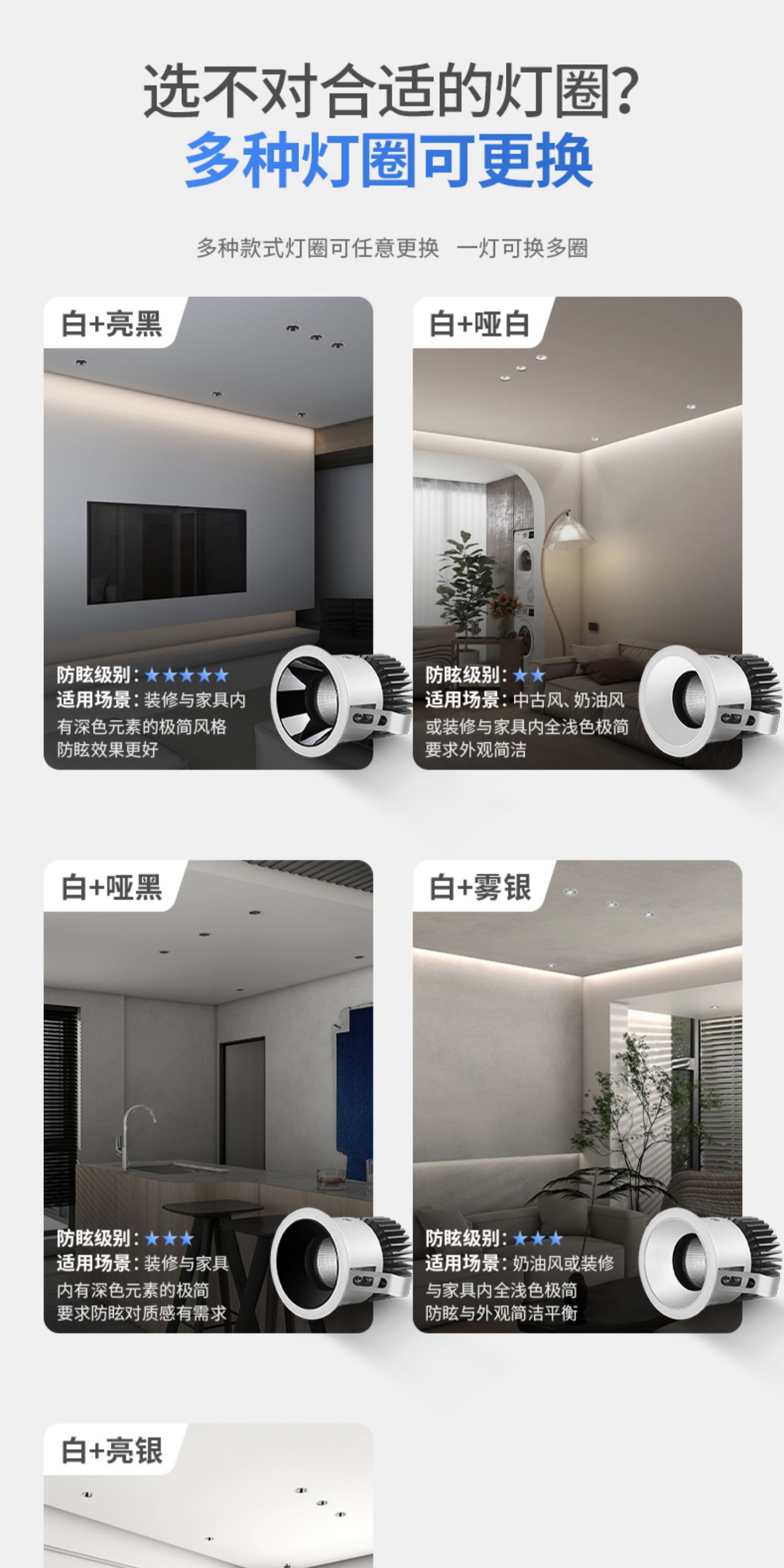 嵌入式开孔55mm射灯满天星小山丘可调角度led防眩客厅天花无主灯 图文详情 17