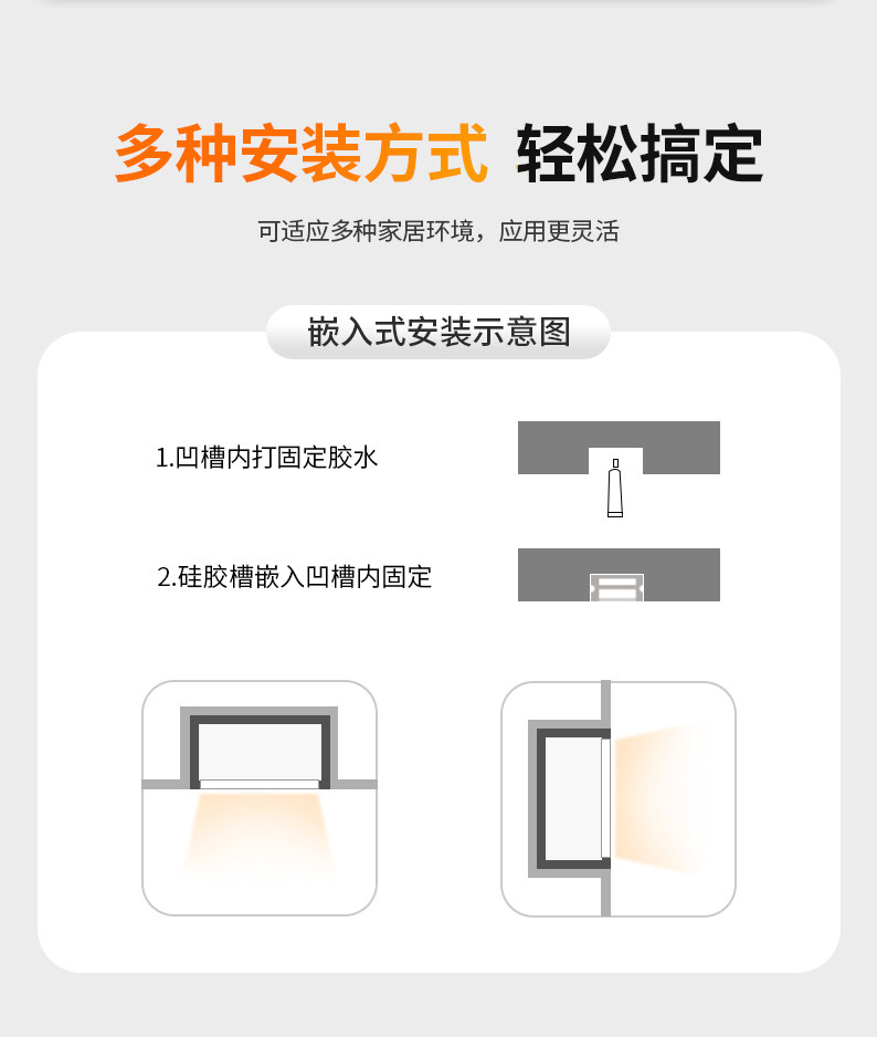 led硅胶灯带低压24V可弯曲造型明装式线形灯线条灯柔性灯槽线性灯 图文详情 19