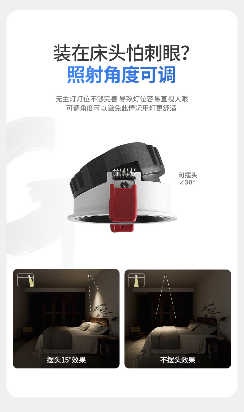 超薄射灯嵌入式洞灯矮吊顶led家用防眩矮款牛眼灯客厅天花洗墙灯 图文详情 17