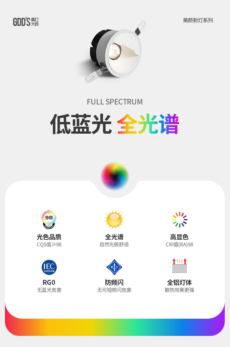 嵌入式镜前美颜射灯偏光防眩护眼lde卫生间灯镜柜镜前无主灯照明 图文详情 7
