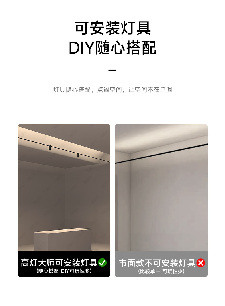 天际线灯轨道灯COB钢带灯射灯明装创意线性灯客厅极简无主灯 图文详情 3
