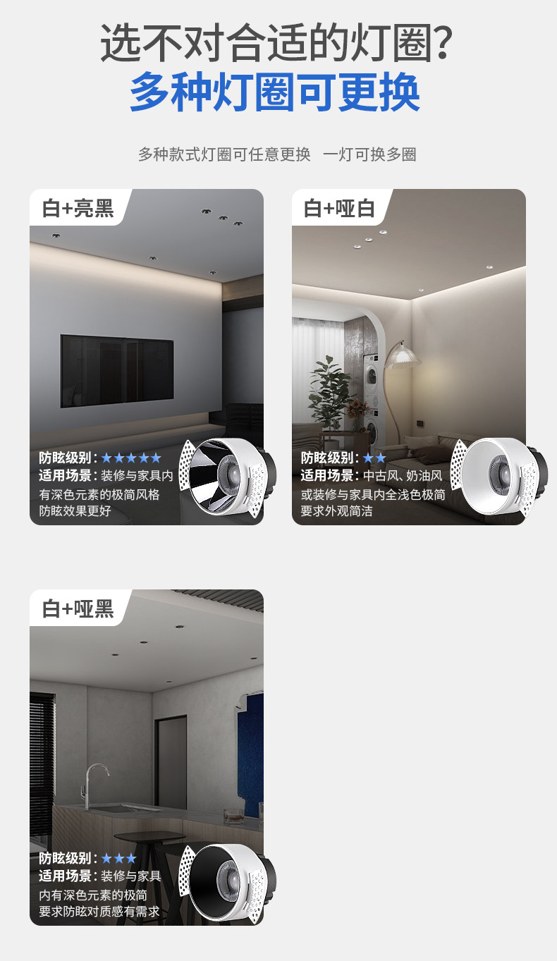 预埋筒灯无边框嵌入式隐形全光谱吊顶客厅智能防眩护眼家用无主灯 图文详情 21