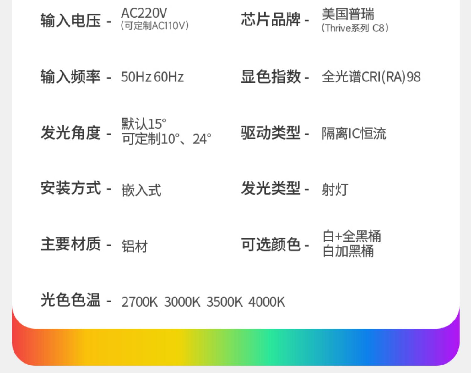 小角度聚光防眩光射灯led嵌入式可调角度嵌入式艺术氛围茶室床头 图文详情 20
