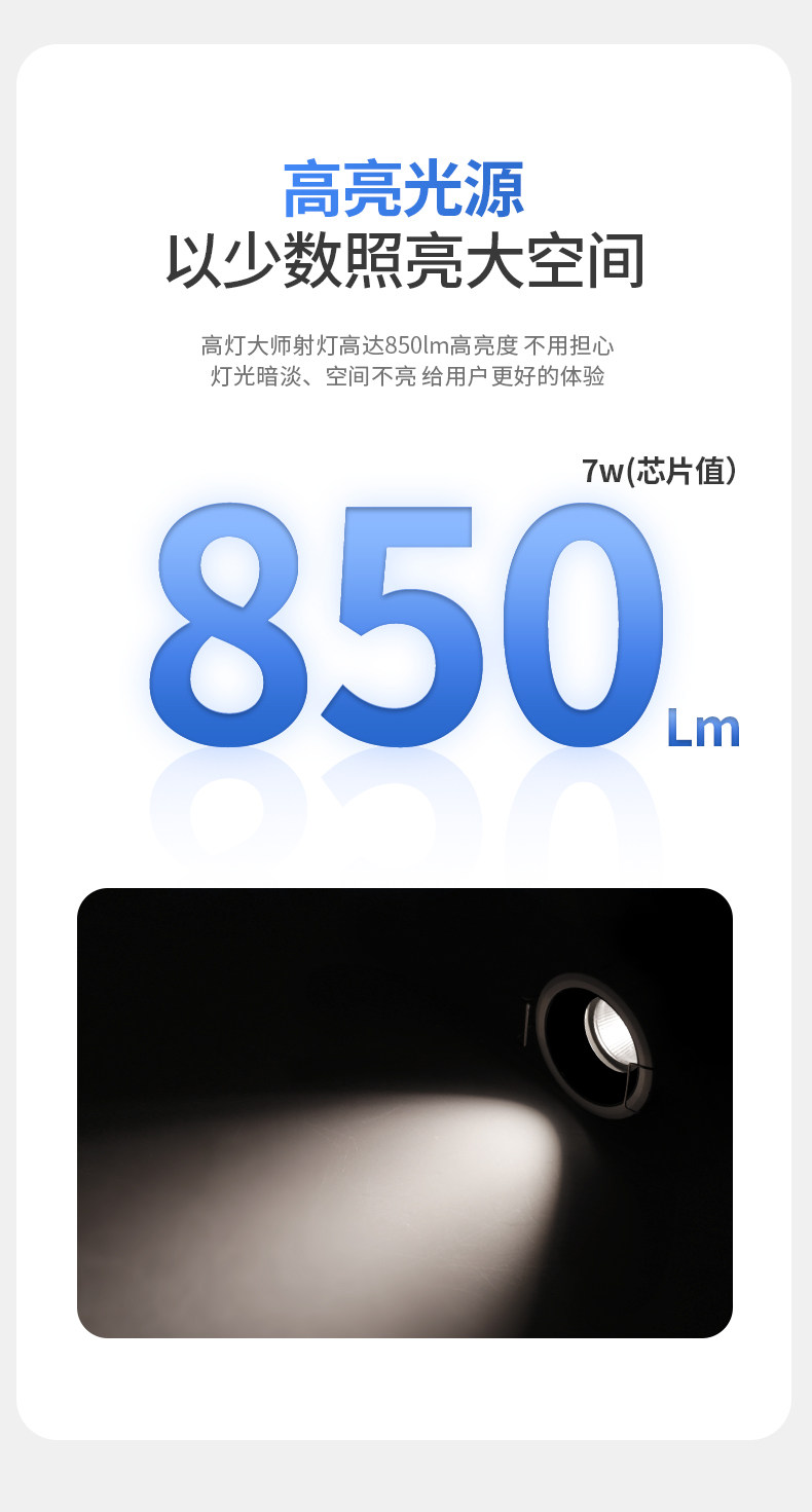 嵌入式开孔55mm射灯满天星小山丘可调角度led防眩客厅天花无主灯 图文详情 13