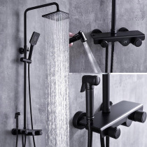  Komandaya black all-copper lower outlet shower lifting shower with spray gun wear-resistant black electroplated paint shower