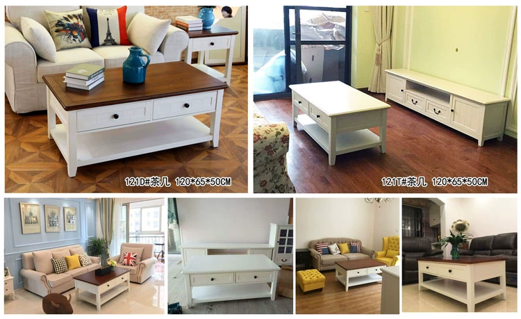 Bàn cà phê cỡ nhỏ Đồ nội thất Địa Trung Hải đơn giản Người Mỹ nhỏ Hans IKEA Đai gỗ rắn kiểu Mỹ bơm bàn cà phê cổ điển - Bàn trà