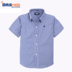 Quần áo trẻ em trai mới áo sơ mi kẻ sọc ngắn tay mùa hè cotton mỏng phần lớn trẻ em sơ mi giản dị ve áo phiên bản Hàn Quốc của thủy triều - Áo sơ mi quần áo trẻ con Áo sơ mi
