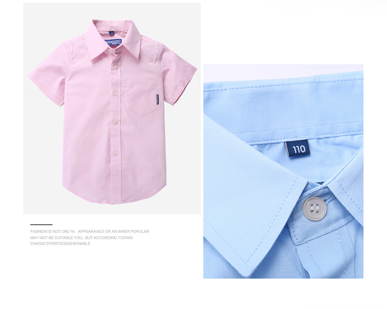 Bé trai Áo trắng Mùa hè Thiếu nhi Áo tay ngắn Cotton Áo trắng Học sinh Big Boy Cotton Top Đồng phục Trình diễn thời trang bé gái