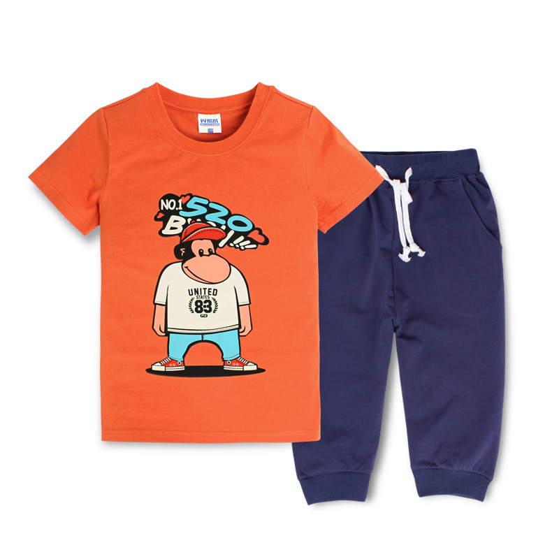 Bé trai ngắn tay t-shirt funkid bộ mùa hè 2020 trẻ em lớn trẻ em quần short cotton trẻ em vừa mới và hai mảnh bộ.