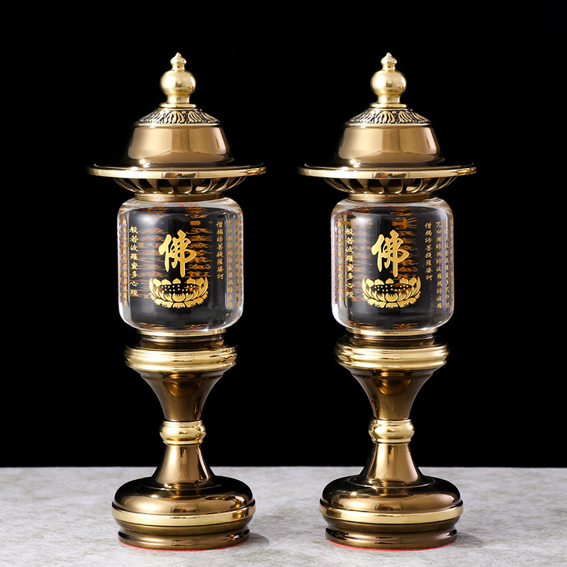Yuantong Buddha supplies for the Buddha Crystal Buddha word Heart Sutra Shrine lamp Buddha front Changming Lamp Buddha lamp Pure copper lotus lamp