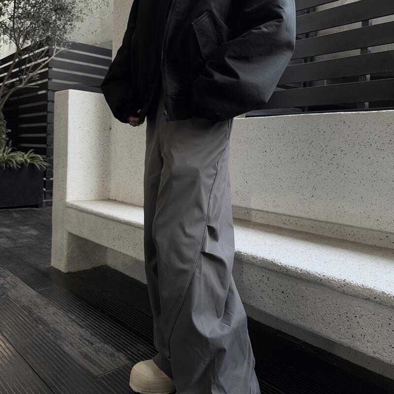 Asmr Satisfy(U) Structured Spiral Double-Pleated Drawstring Jogger Parachute Pants Sports Pants Water-Repellent/Windproof