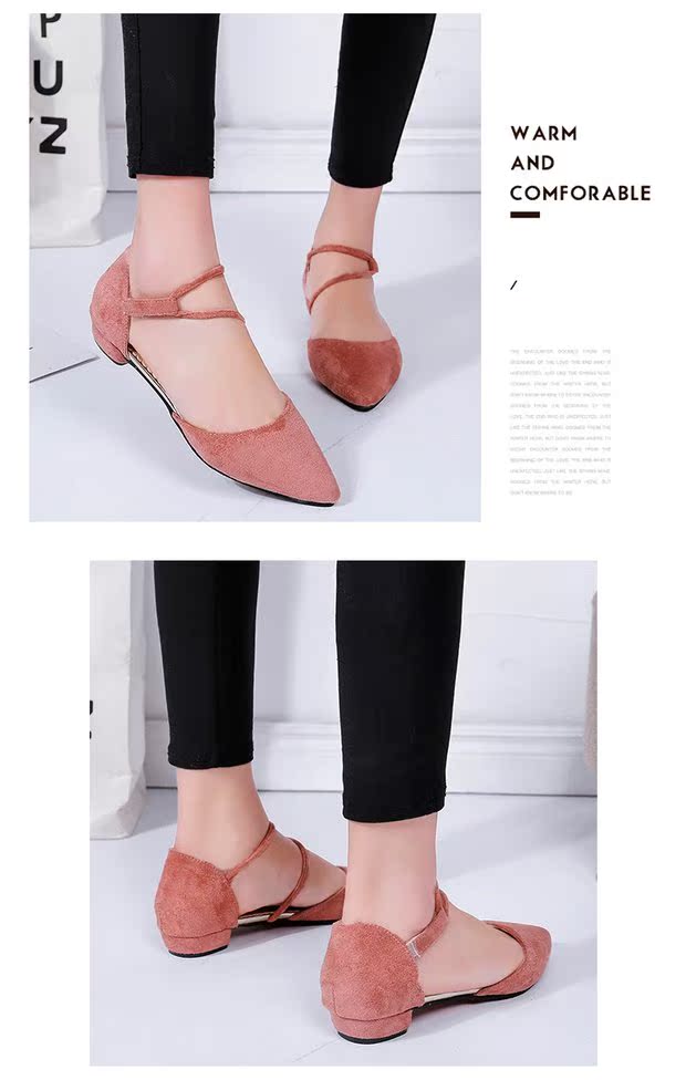 Giày nữ 2018 mùa hè mới phiên bản Hàn Quốc của sandal hoang dã dày có mũi nhọn baotou quai ngang với giày thấp sandal nữ đế thấp