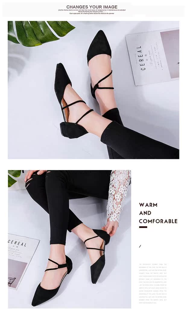 Giày nữ 2018 mùa hè mới phiên bản Hàn Quốc của sandal hoang dã dày có mũi nhọn baotou quai ngang với giày thấp sandal nữ đế thấp
